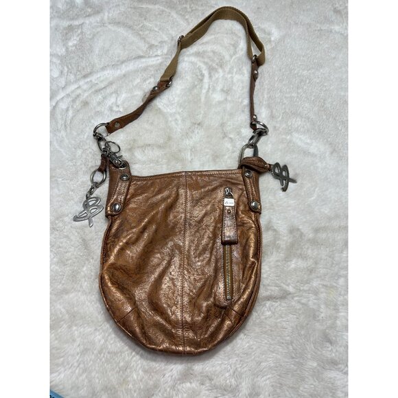 B. Makowsky Brown Leather Crossbody Bag With Zipper Pocket & Adjustable Strap pu - Picture 8 of 11
